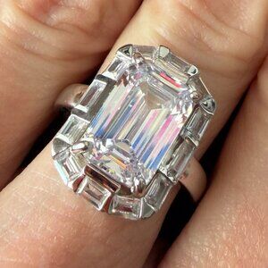 WOW Radiance by Absolute 9.80ctw Emerald Cut and Baguette Frame Ring - Sz 6.25